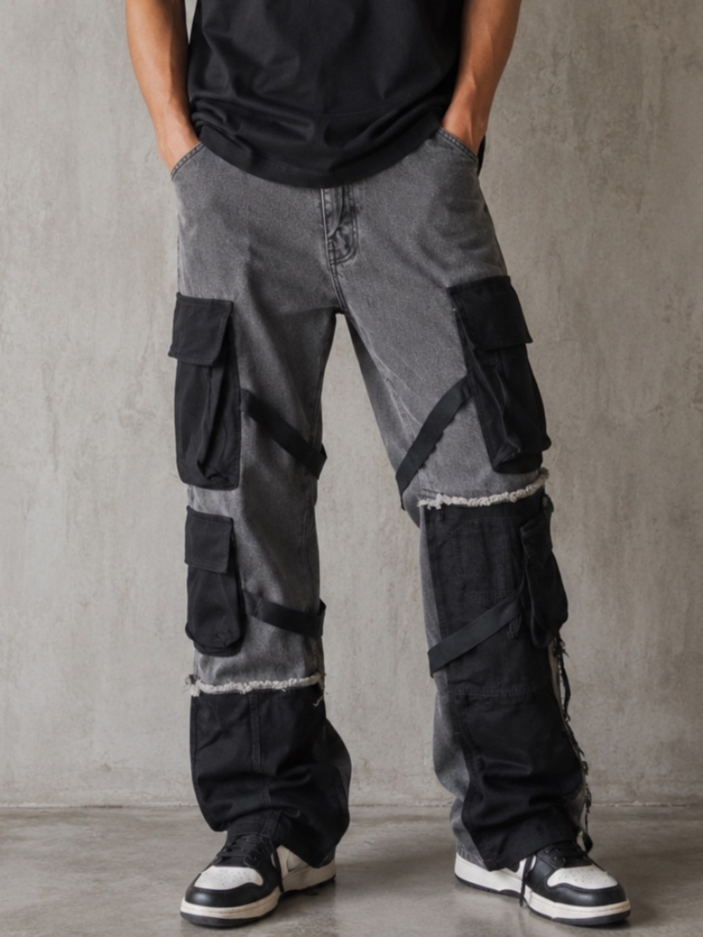 Kody Phillips x MNML Utility Cargo Jeans Mens 38 Two Tone Streetwear Y2K